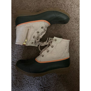 Women's Sperry Winter & Rain Boots Size 8 Green Beige
